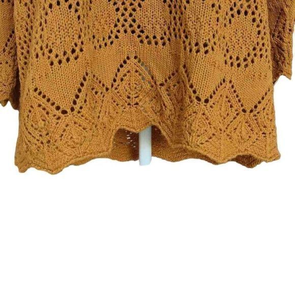 Vintage Keren Golden Wheat Open Knit Sweater Sz 1X - Picture 9 of 13